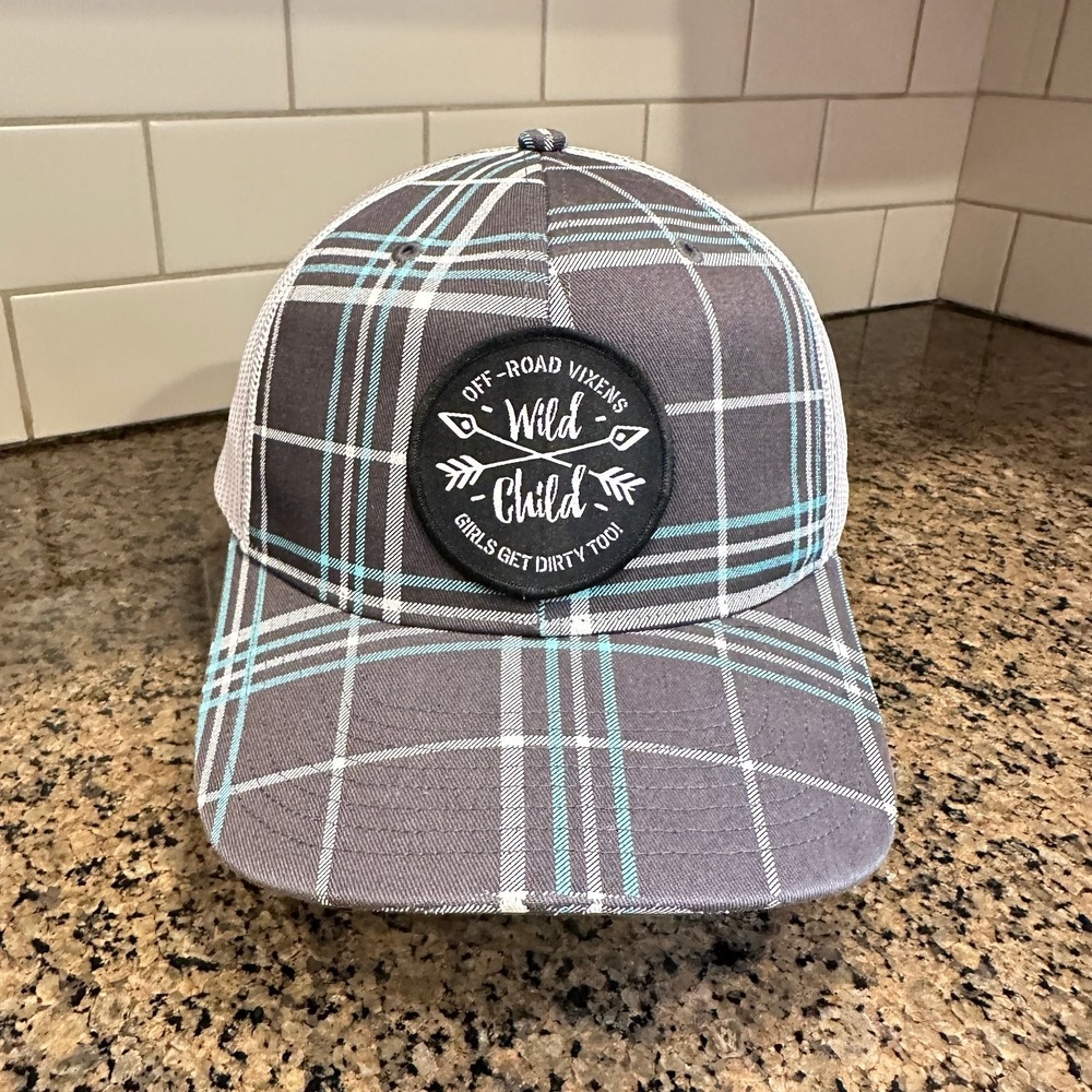 Off-Road Vixens Richardson 112P Trucker Hat Snapback Mens OSFM Gray Plaid Cotton